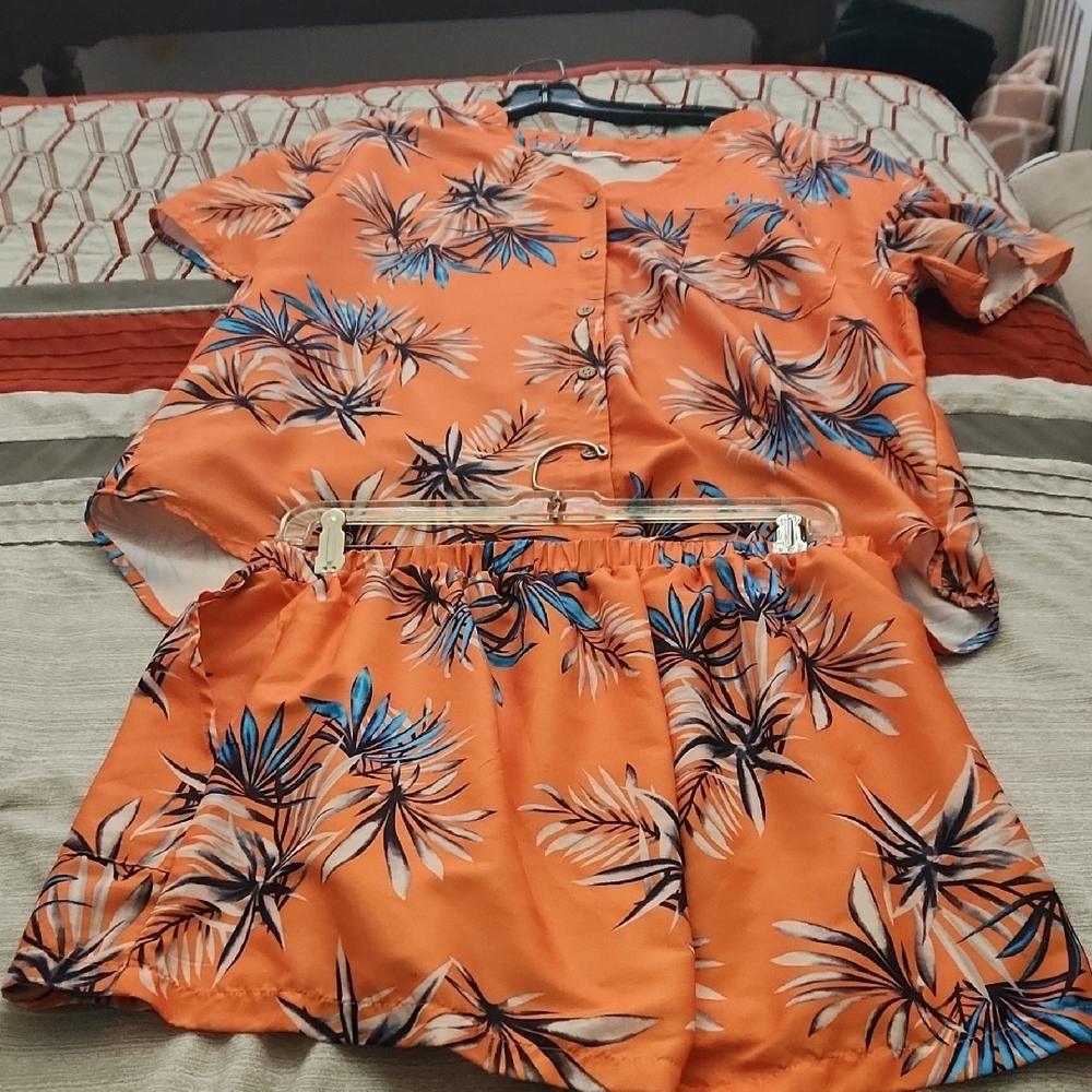 Tropical Orange Women's Two-Piece Set